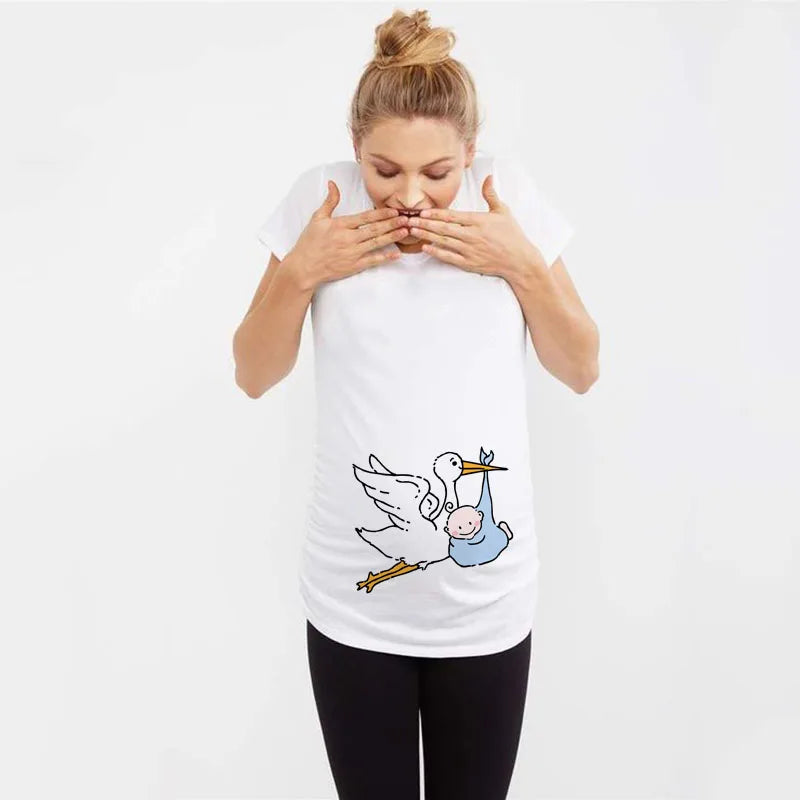 Brand New Women Pregnancy Clothes Baby Now Loading Pls Wait Maternity T-shirt Summer Short Sleeve Pregnant T-shirts