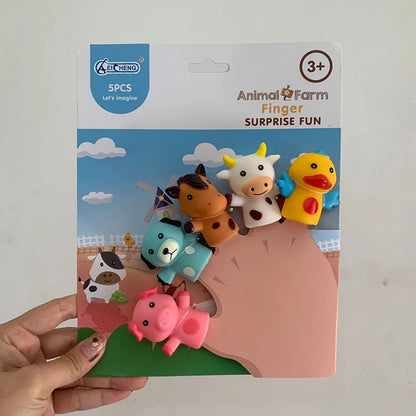 5PCS Kids Animal Finger Puppet Set, Lion Elephant Bear Mini Hand Puppets Educational Toy