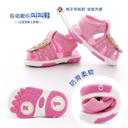 Baby Shoes with Sound Cute Bibi Toddler Shoes Kids Cartoons Boys Sandals Girls Bunny Infantil Slippers