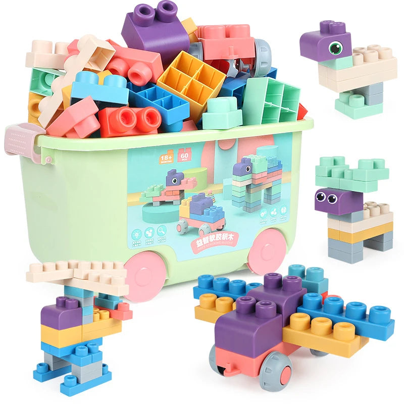 Baby Soft Plastic 3D Building Blocks – Large Rubber Particle Bricks, Early Education Toy for Toddlers, Gift for Babies