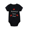 Newborn Baby Boy Romper – Short Sleeve 100% Cotton Bodysuit – "Mommy's New Man" Design – Black