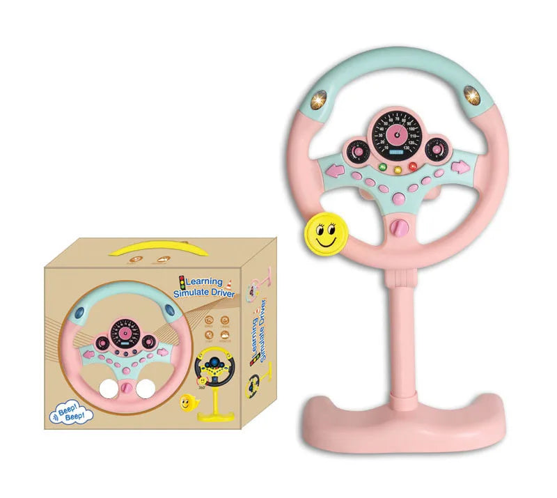 Electronic Simulation Steering Wheel with Light and Sound Early Education Puzzle Co-Pilot Sports Car Toy Boy Gift