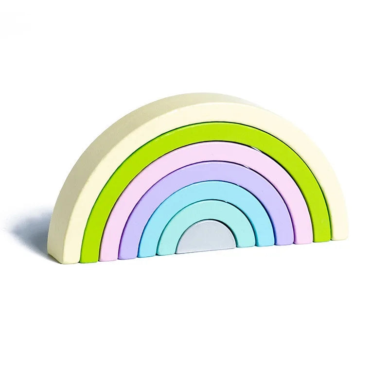 Montessori Arch Bridge Rainbow Building Blocks – Wooden Toy for Kids, Early Education Color Cognitive Blocks for Babies