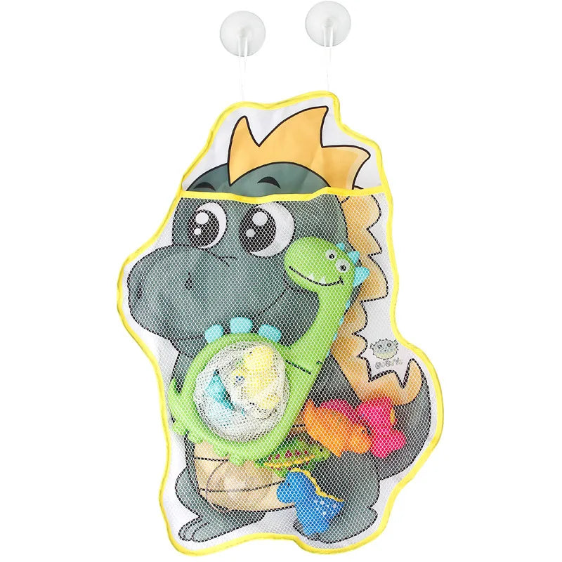 Baby Bath Toy Storage Bag with Strong Suction Cups – Duck and Frog Mesh Organizer