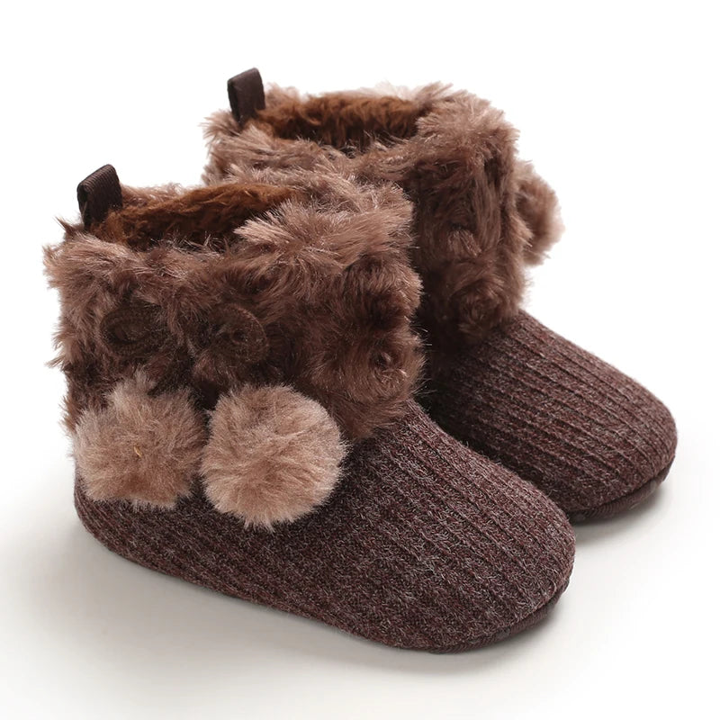 0–18M Winter Baby Snow Boots – Plush Fleece Warm Ankle Boots for Newborn Boys & Girls