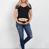 Summer Funny Cartoon Print Maternity T-Shirt | Pink Plus-Size Short Sleeve Tops | Pregnant Women Hot Sale T-Shirts