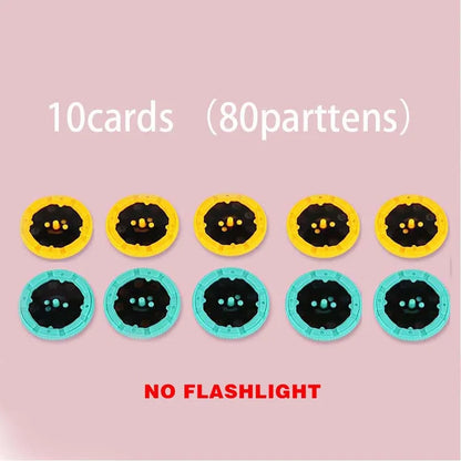 Kids Flashlight Projector Night Light – Storybook Torch with 3 Slide Cards, 8-Pattern Rotating Projection (LR44 Button Batteries Not Included)