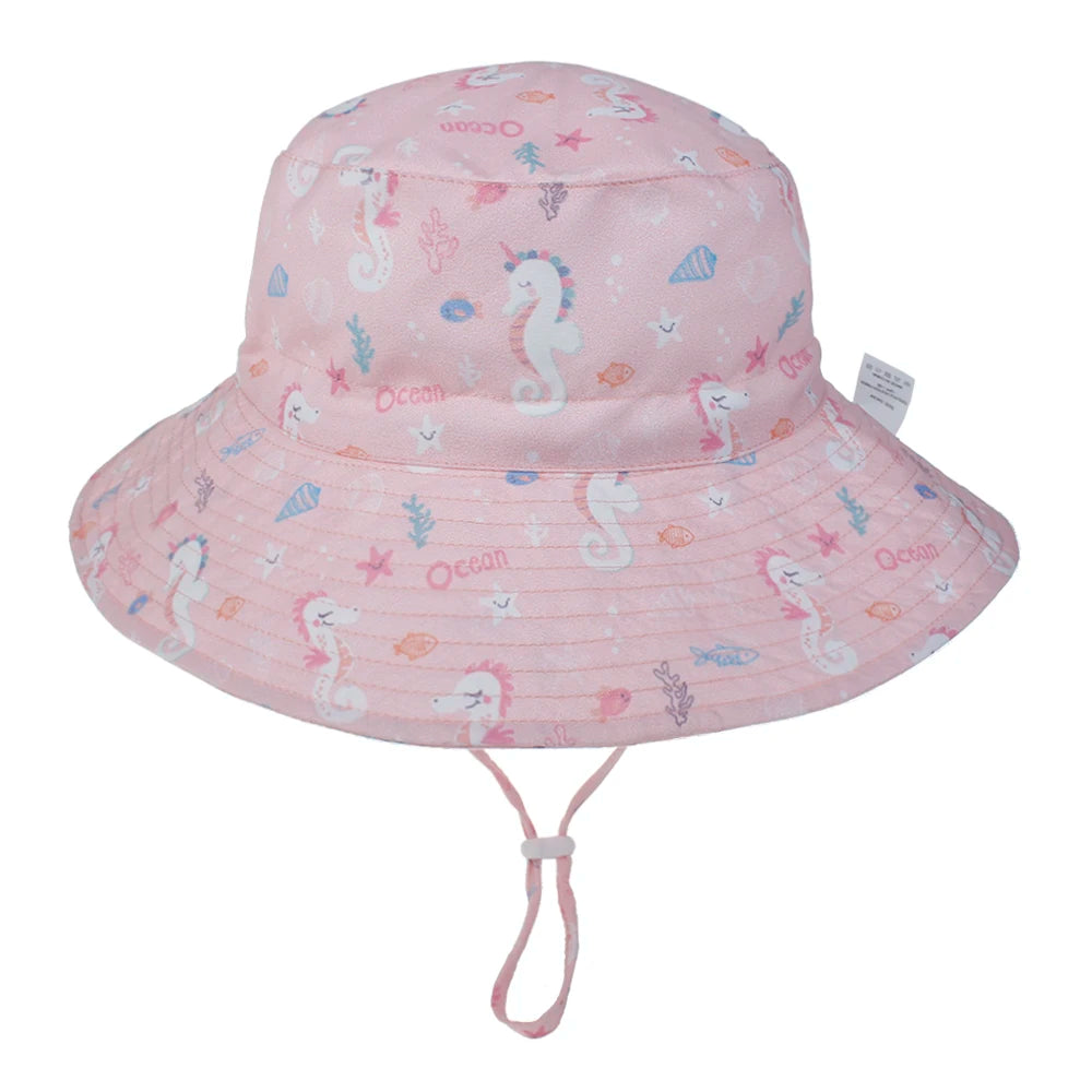 Kids UPF50+ Bucket Sun Hat with Adjustable Chin Strap — Baby & Toddler Beach Hat, 46–54 cm (18.1–21.3 in) for Ages 0–8, Unisex