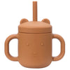 Cartoon Bear Baby Drinking Cup with Double Handles, Straw Feeding Cup, BPA-Free Soft Silicone Learn to Drink Cup, Newborn Accessories