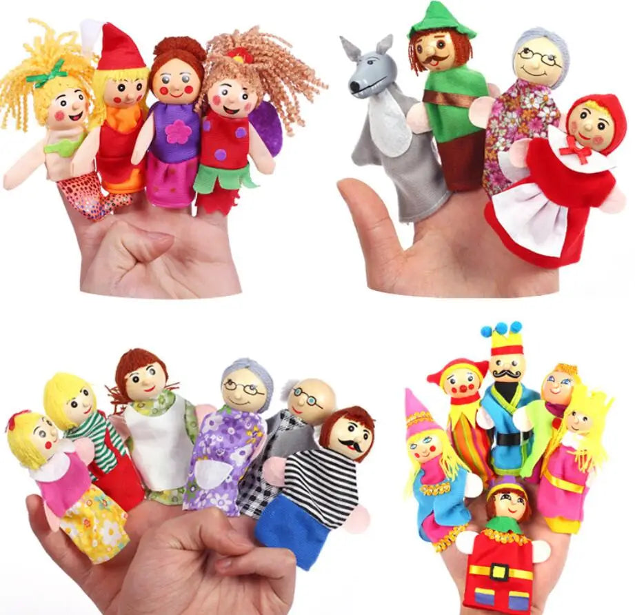 Plush Hand and Finger Puppet Set, Family Animal Dolls Cartoon Story Toys for Kids and Babies