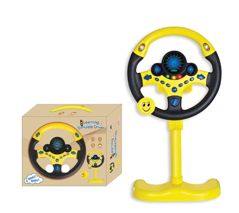 Electronic Simulation Steering Wheel with Light and Sound Early Education Puzzle Co-Pilot Sports Car Toy Boy Gift
