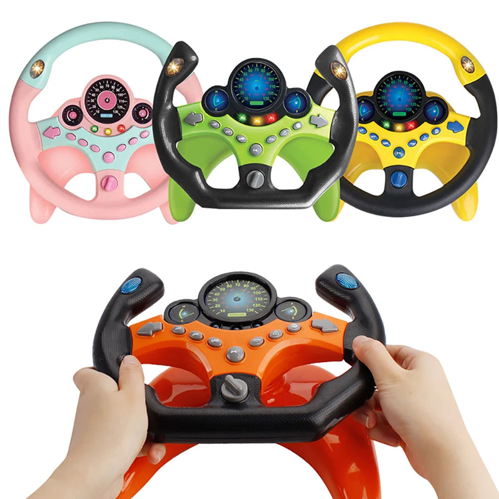 Electronic Simulation Steering Wheel with Light and Sound Early Education Puzzle Co-Pilot Sports Car Toy Boy Gift