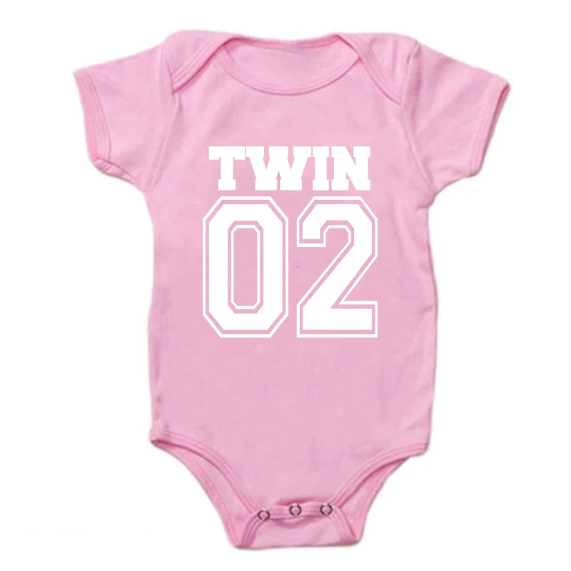 Matching Twin Baby Bodysuits – Cotton Onesies for Boys & Girls | Newborn Twin Outfits | Summer Romper Gift for Twins