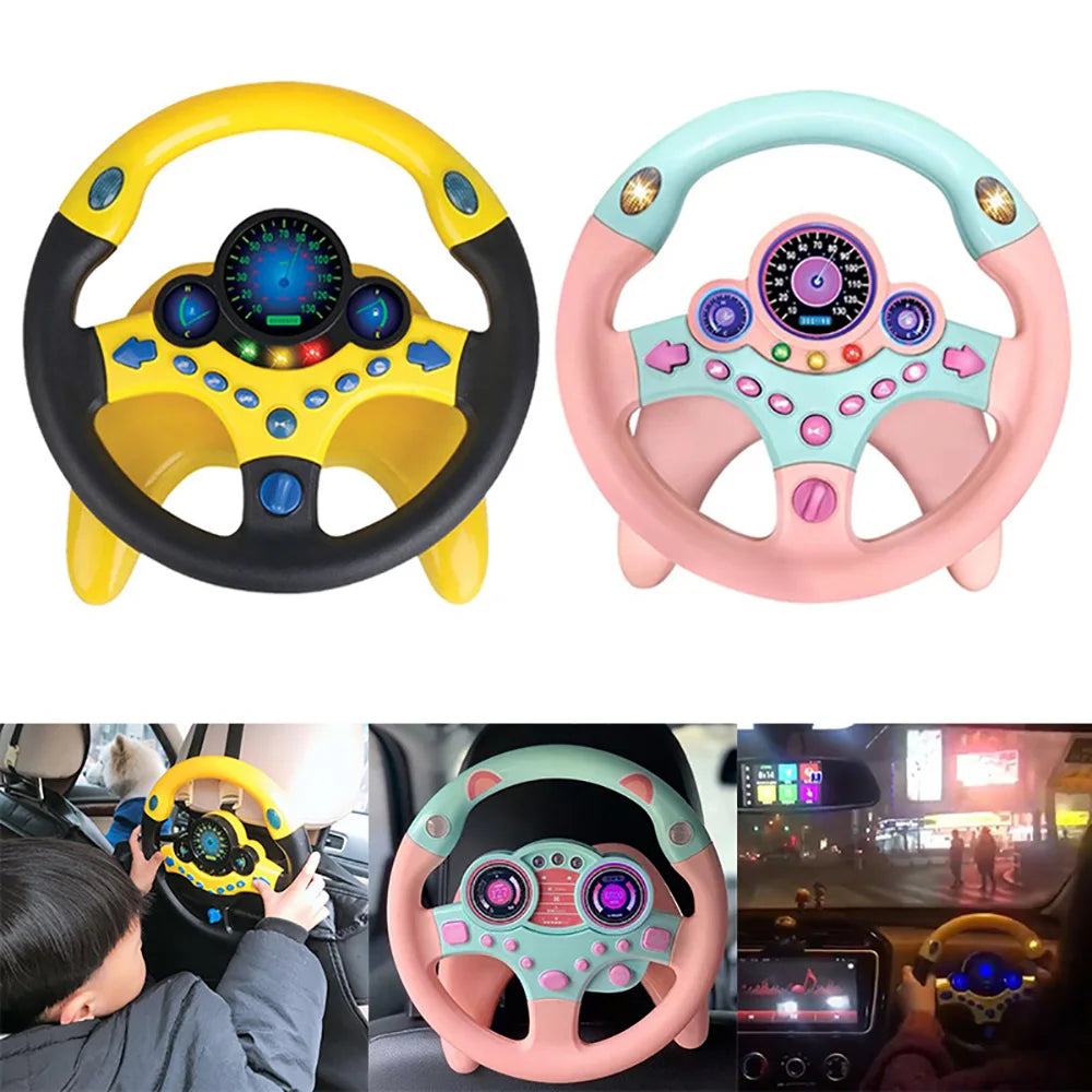 Electronic Simulation Steering Wheel with Light and Sound Early Education Puzzle Co-Pilot Sports Car Toy Boy Gift