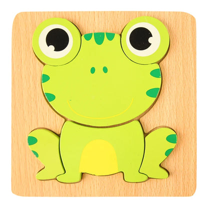 3D Wooden Puzzle – Baby Cartoon Animal Traffic Jigsaw Educational Toy for Children