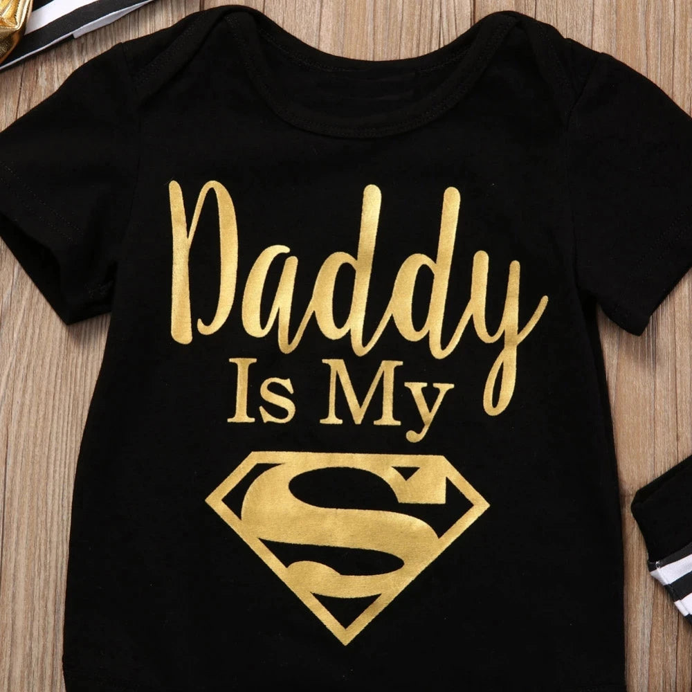 Newborn Baby Romper – "Daddy Is My Hero" Funny Print Bodysuit – Cute & Casual Infant Jumpsuit for Baby Boys & Girls