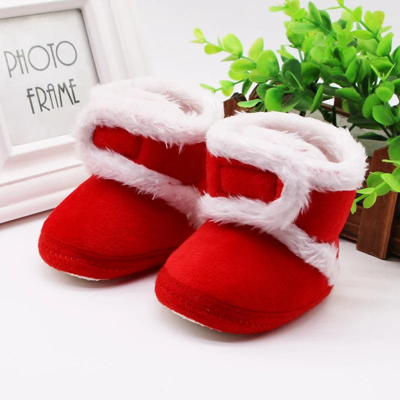 Jlong Winter Newborn Soft Sole First Walker Baby Shoes – Fur Warm Snow Boots for Girls (0-18 Months)