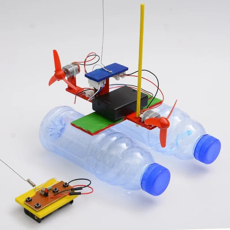 DIY Remote Control Wind Ship Model Science Experiment Kit STEM Toy for Kids
