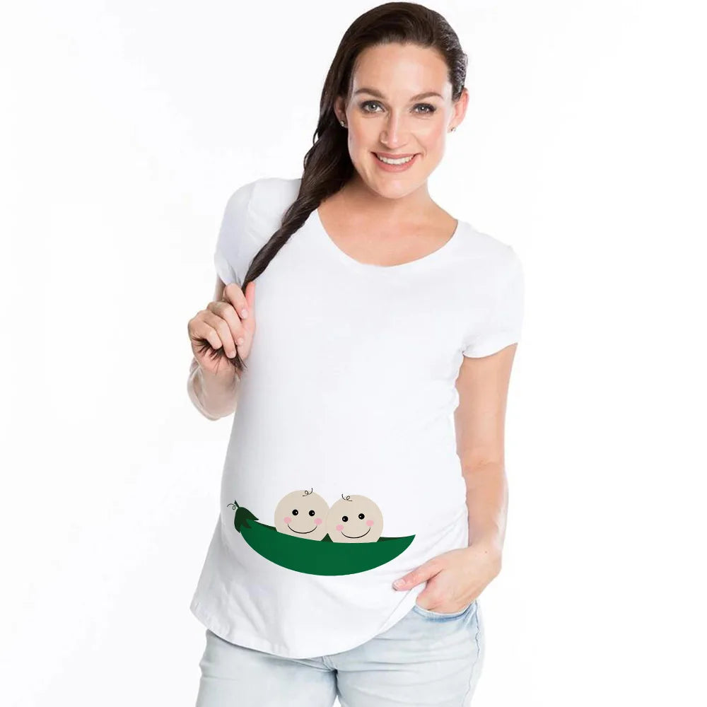 Summer Funny Cartoon Print Pregnancy T-Shirt | Maternity Tops | Plus-Size Short Sleeve for Pregnant Women | Hot Sale
