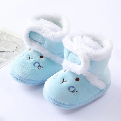 Jlong Winter Newborn Soft Sole First Walker Baby Shoes – Fur Warm Snow Boots for Girls (0-18 Months)