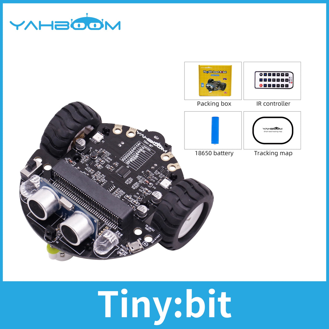 Yahboom Microbit Car, Programmable Coding Robotics for Microbit V2/V1, STEM Education Toy with Battery, CE RoHS Certified