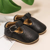 KIDSUN Newborn Baby Shoes – Stripe PU Leather for Boys & Girls, Anti-Slip Rubber Sole First Walkers, Infant Moccasins
