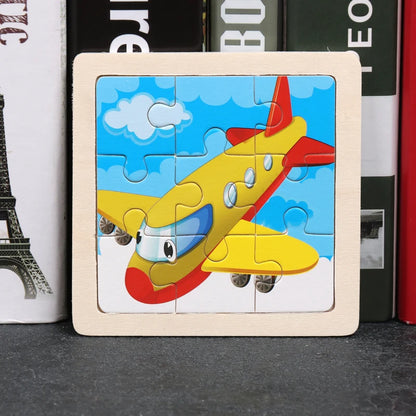 11x11cm (4.33x4.33in) Kids Wooden Puzzle – Cartoon Animal Traffic Tangram Educational Toy