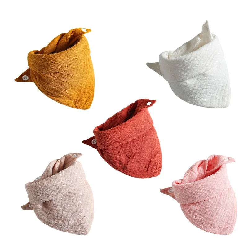 5 Pcs Baby Bandana Drool Bibs – Soft Cotton, Adjustable Snap Button, Triangle Scarf, Burp Cloth for Boys, Saliva Towel for Feeding - Kidzy Market