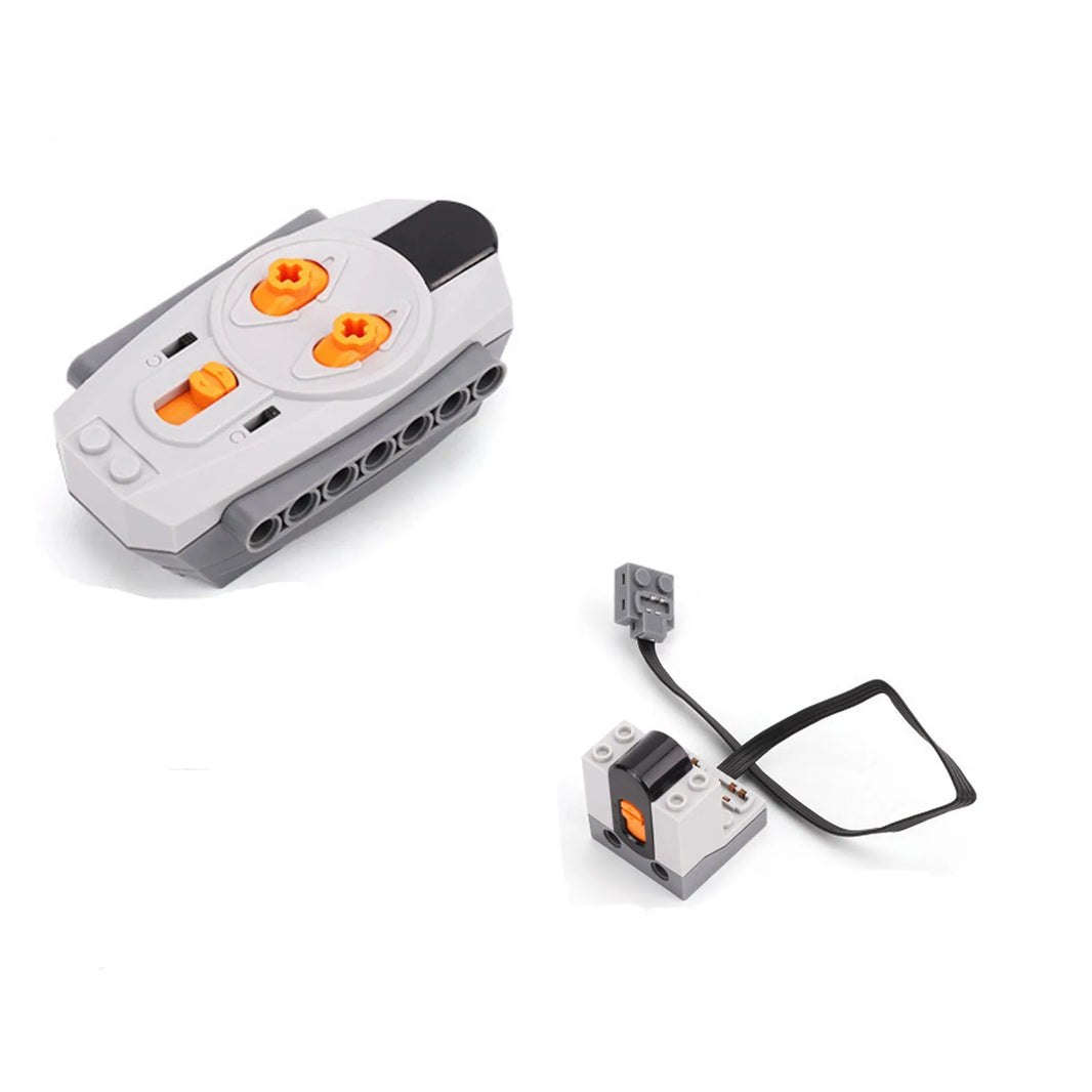 Electric Motor Set for RC Car – Battery Box, Switch, and LED Light Power Functions for MOC Building Blocks