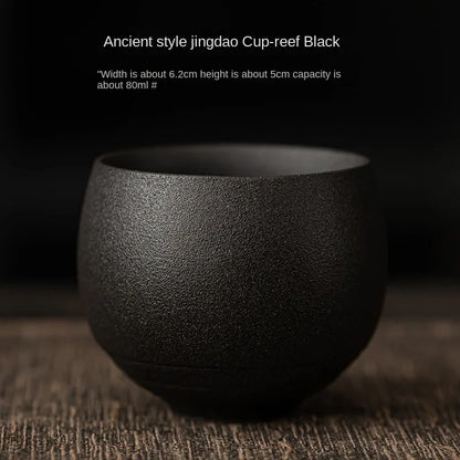Japanese Handmade Rough Pottery Tea Cup — Porcelain Kung Fu Tea Single Cup, Antique-Style Gift