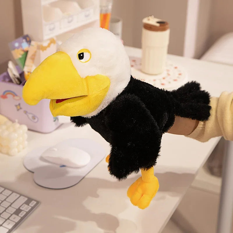 6 Style Plush Hand Puppets, Toucan Parrot Bald Eagle Peacock Owl Flamingo for Kids
