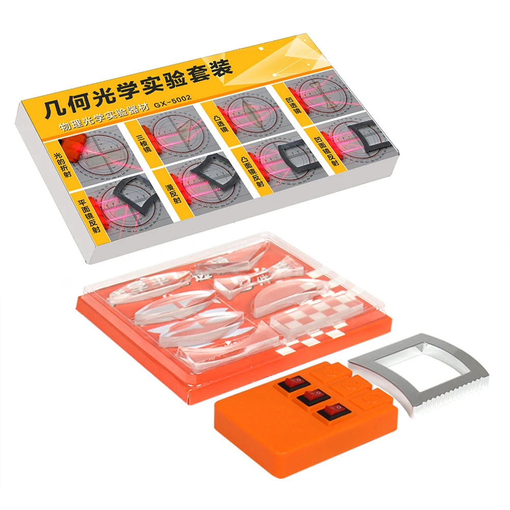Geometric Optics Experiment Set with Convex and Concave Lenses, Light Refraction and Reflection Physics Teaching Kit for Kids