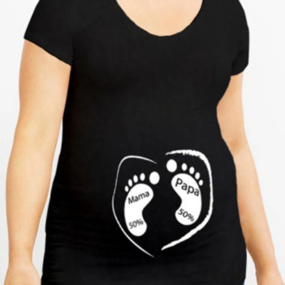 Summer Maternity Short Sleeve T-shirt Women Clothing Pregnant Zipper Twins Print Plus Size S-3XL Funny T-shirt Top Tees