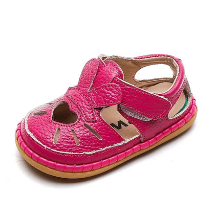 Summer Baby Girls’ Sandals – Genuine Leather, Anti-Collision, Toddler Princess Beach Shoes