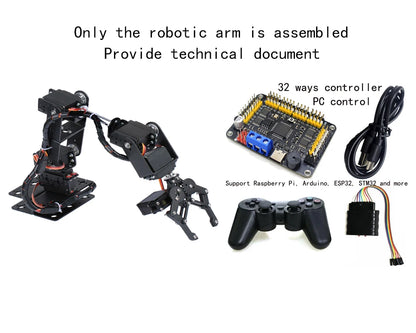 360° 6 DOF Robot Metal Alloy Mechanical Arm Claw Kit MG996R for Arduino, Robotics Educational Kit, PS2 Programmable Toy