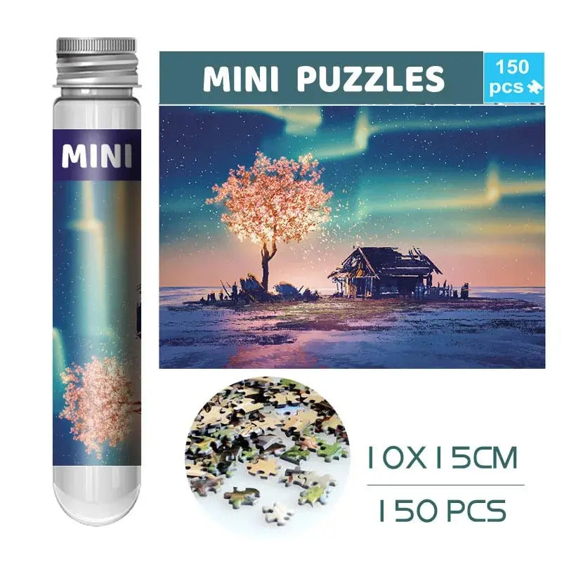 150pcs Test Tube Puzzle, Strolling in the Rain Mini Travel Puzzle, Christmas Gift, Paris Tower, New Year Decoration