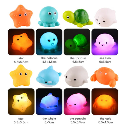 Baby LED Light Up Animal Bath Toy – Soft Rubber Floating Frogs for Kids