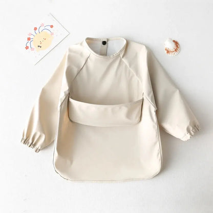 1-Piece Solid Color Baby Art Smock – Waterproof Long Sleeve Feeding Bib Apron for Kids, Soft & Comfortable - Kidzy Market