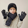 3Pcs Children Winter Hat, Scarf & Gloves Set – Knitted Beanie, Non-Slip Telefingers Gloves, Warm Cap for Boys & Girls 4-10 Years