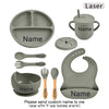 Personalized Cartoon Baby Plate – Silicone Tableware with Sucker Bowl, Food Tray, Sippy Cup, and Spoon – Baby Feeding Accessories