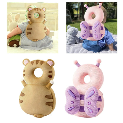 Baby Back Protection Animal Shape Headrest Backpack, Breathable Anti-Fall Head Protector for Crawling and Walking Children