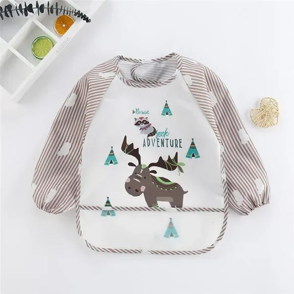 Baby Boys & Girls Burp Cloth Bandana Bibs – Long Sleeve Scarf, Waterproof Toddler Art Smock, Feeding Bib Apron with Pocket for 1-3 Year Olds - Kidzy Market