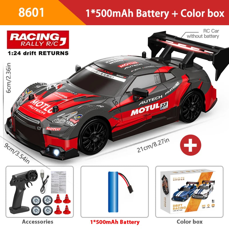 1:24 High-Speed RC Drift Car Mustang with 4WD and Replaceable Tires