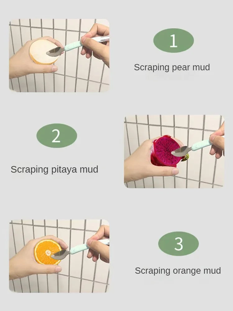 Fruit Scraping Mud Spoon for Babies - Soft Silicone Dual-Head Feeding Spoon, Easy-to-Eat Baby Feeder Utensils & Supplies