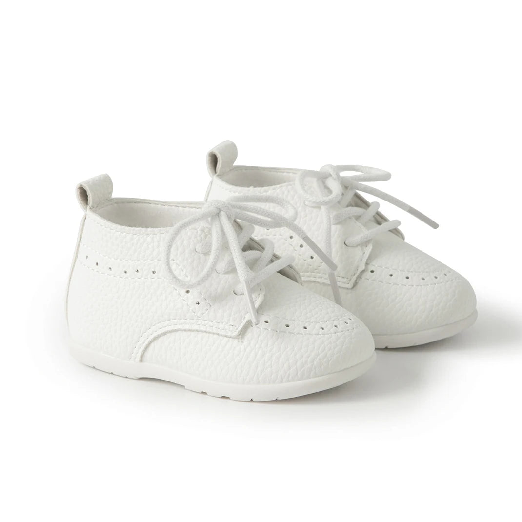 Meckior New Baby Shoes – Retro Leather Boy & Girl Toddler Shoes, Anti-Slip Rubber Sole First Walkers Crib Shoes