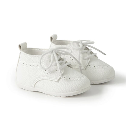 Meckior New Baby Shoes – Retro Leather Boy & Girl Toddler Shoes, Anti-Slip Rubber Sole First Walkers Crib Shoes
