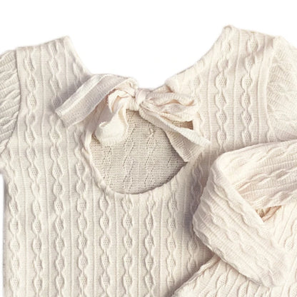 Newborn Boy Photo Props Knitted Jumpsuit and Knot Hat Set Baby Boy Photography Bodysuit with Beanie for Infants