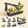 6-in-1 Kids Building Blocks Set — Fire Car, Police Truck, Crane, Tank & Helicopter
