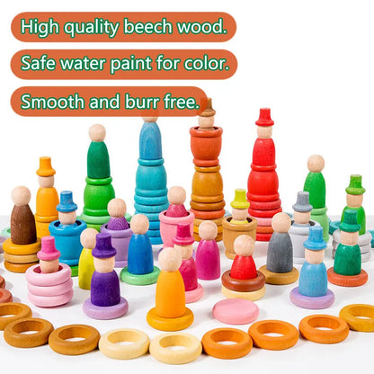 Montessori Rainbow Building Blocks Beech Wood Four Seasons Toy