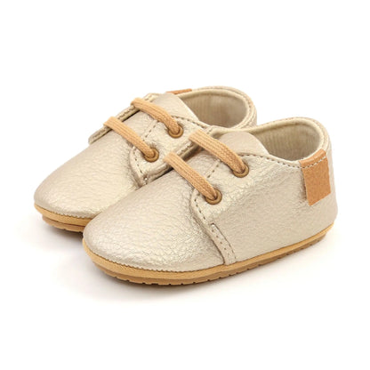 Meckior Baby Shoes Retro Leather Boy Girl Multicolor Toddler Rubber Sole Anti-Slip First Walkers Infant Shoes